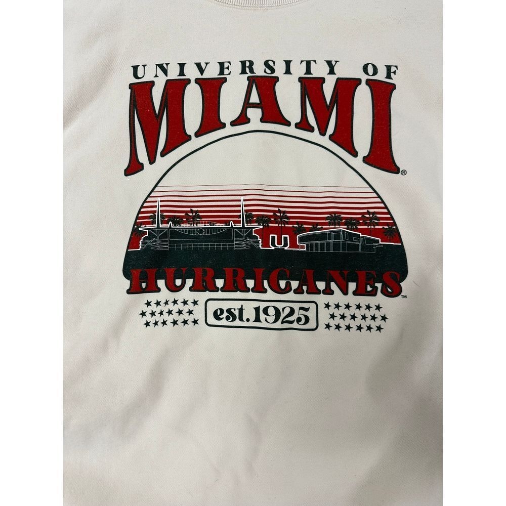 University of Miami Sweater XXL Cream Hurricanes Uscape Crewneck‎ Sweatshirt